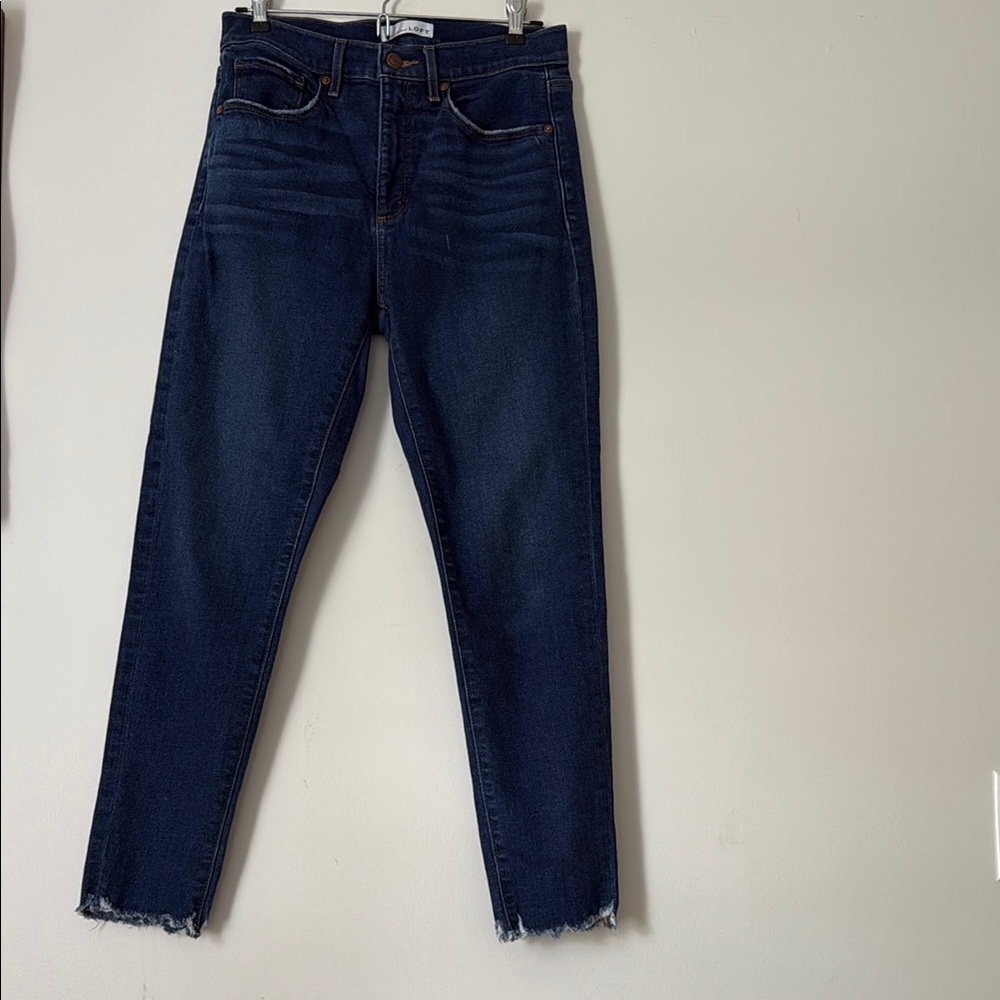 LOFT Chewed Hem High Rise Skinny Jeans